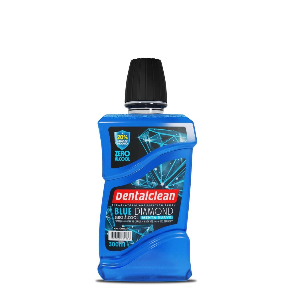 Enxaguante Bucal Zero Álcool Menta Suave Dentalclean Blue Diamond Frasco 300ml