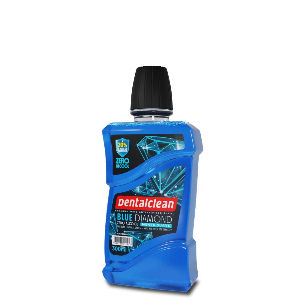 Enxaguante Bucal Zero Álcool Menta Suave Dentalclean Blue Diamond Frasco 300ml