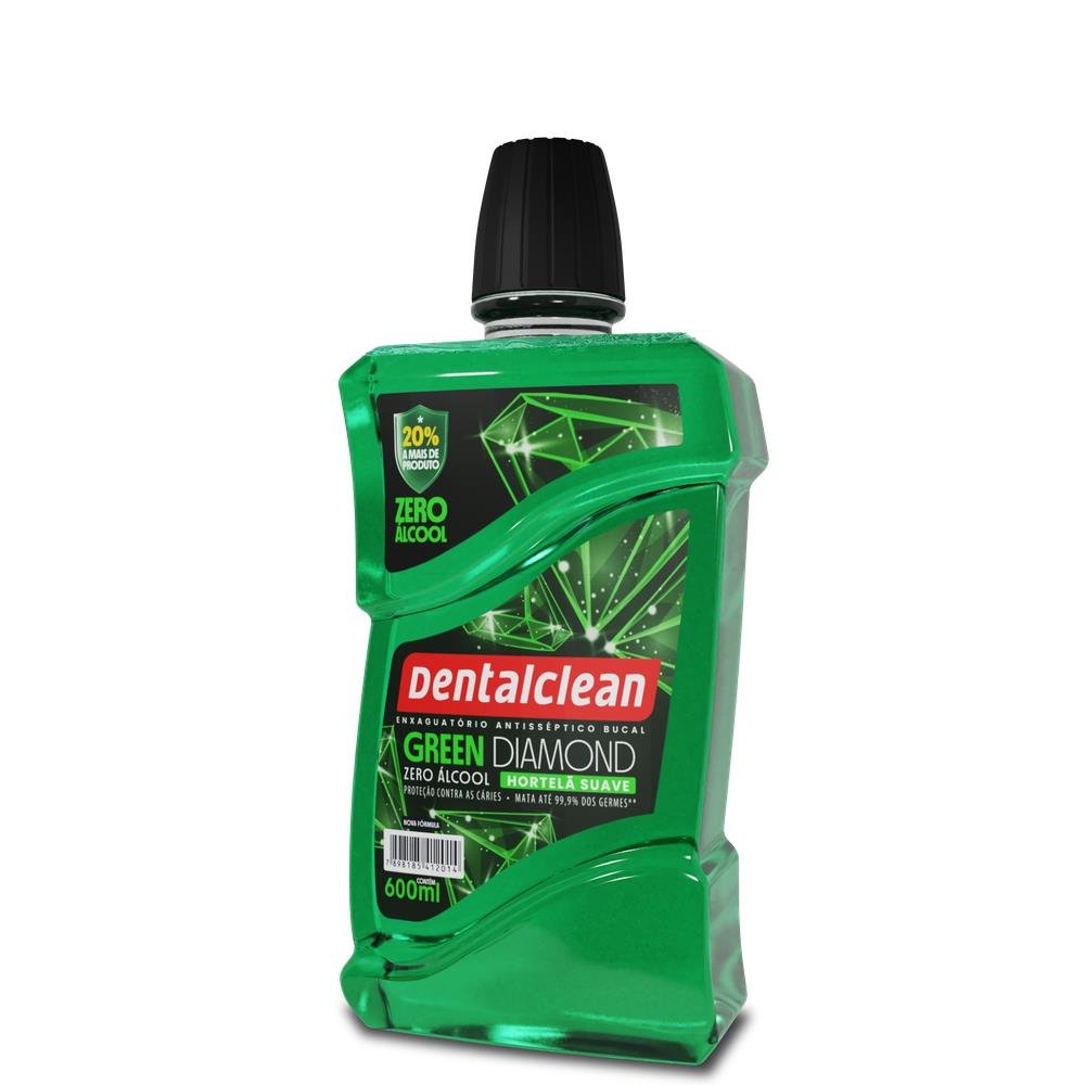 Enxaguante Bucal Zero Álcool Hortelã Suave Dentalclean Green Diamond Frasco 600ml