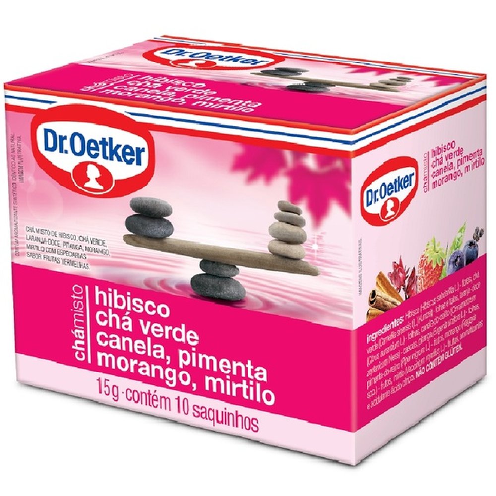 Cha Hibisco, Cha Verde, Canela, Pimenta, Morango e Mirtilo.15g Com 10 saches