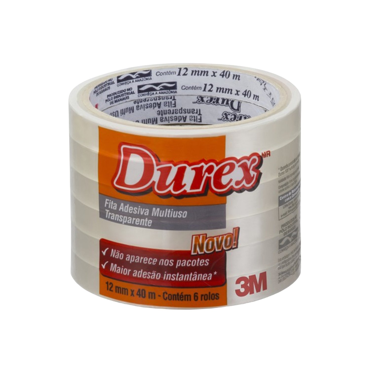 Fita Durex 3M 12mmx40m - Embalagem com 6 Unidades