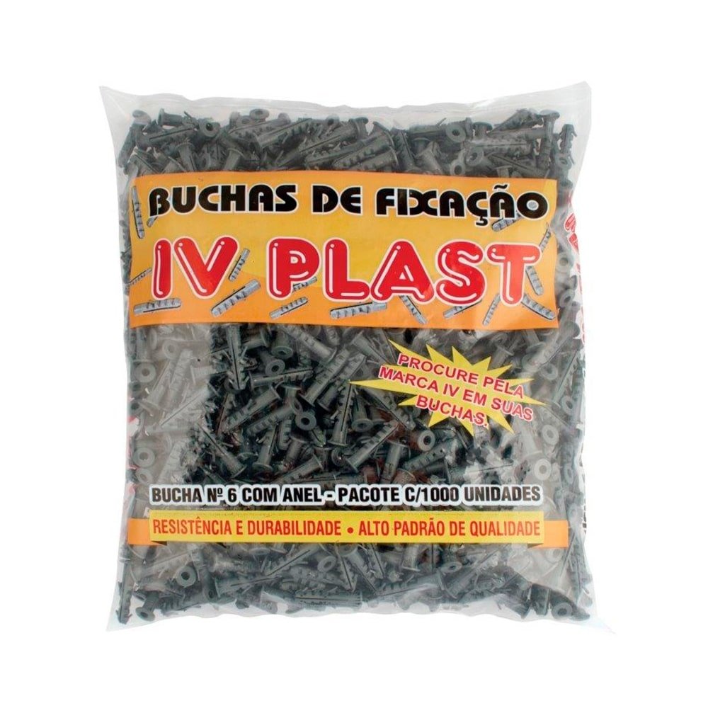 Bucha Plástica Fixação Ivplast N.6 c/ Anel- 1.000U