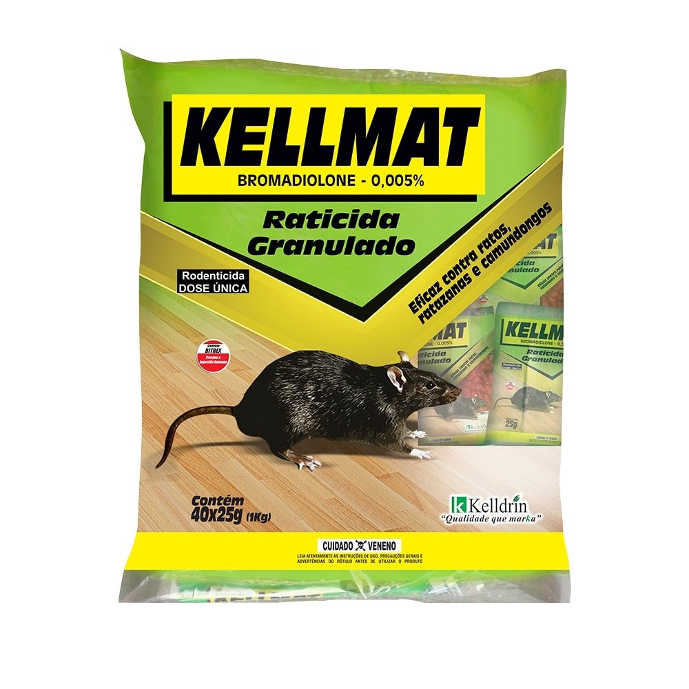 Raticida Kellmat Granulado Kelldrin 25g - Embalagem com 40 Unidades