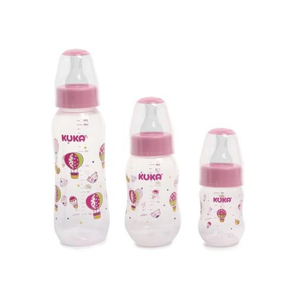 Kit Mamadeiras Kuka Natural Color 70ml 160ml 250ml Rosa