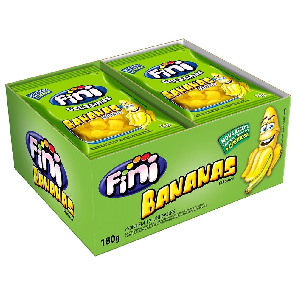 Bala Fini Gelatina Banana 15g Embalagem com 12 Unidades