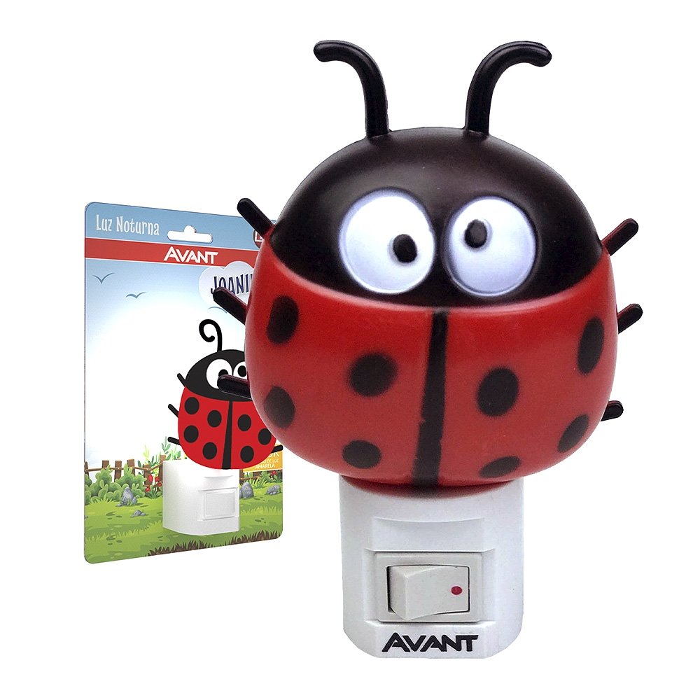 Luminária Infantil Avant Luz Noturna Led Joaninha 1W 3K 80 Lumens