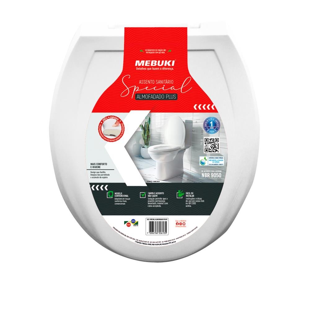 Assento Oval Special Almofadado Plus Branco