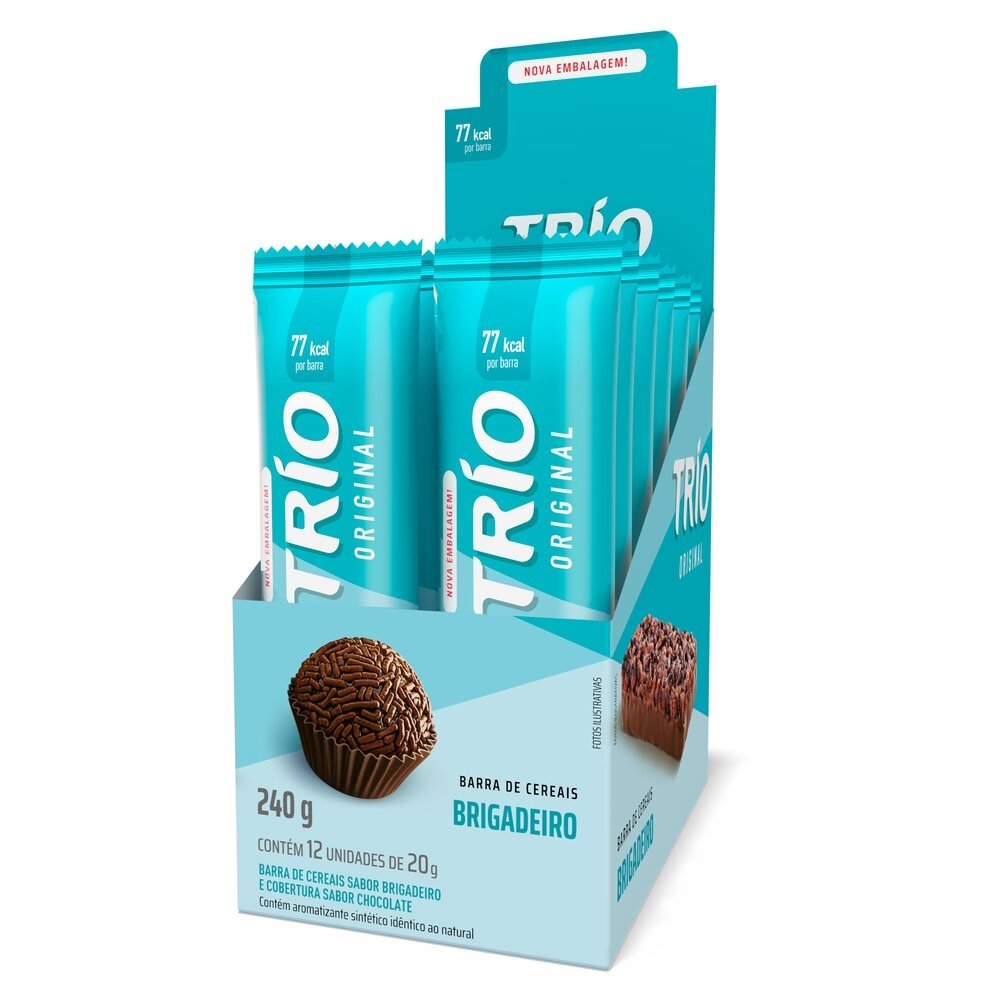 Barra de Cereal Trio Brigadeiro 20g - Embalagem com 12 Unidades