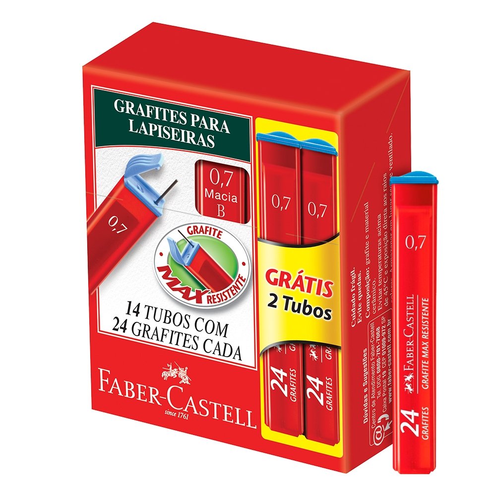 Grafite Faber Castell 0,7mm Tubo com 24 Grafites - Embalagem com 14 Unidades