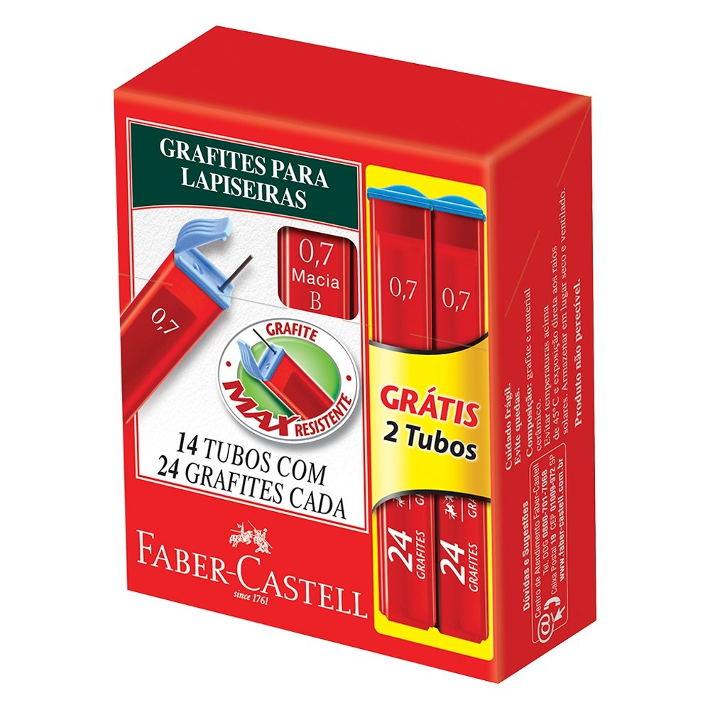 Grafite Faber Castell 0,7mm Tubo com 24 Grafites - Embalagem com 14 Unidades