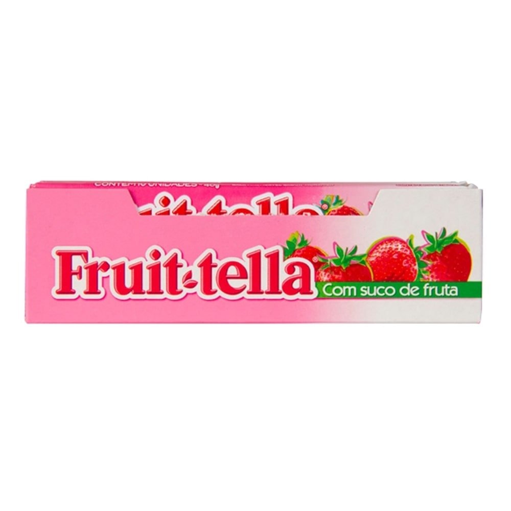Bala Fruit tella de Morango Mastigável Embalagem com 16 Unidades