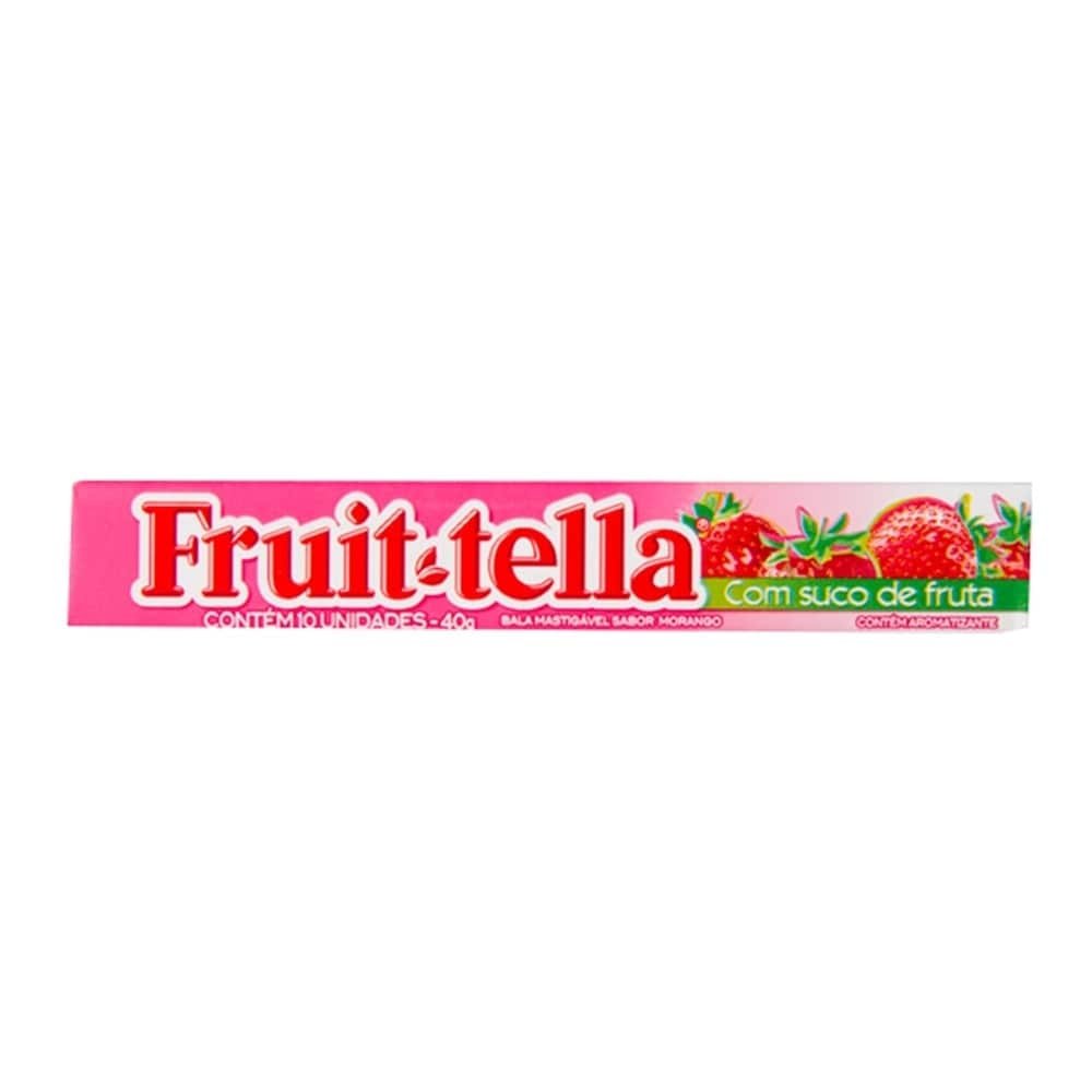 Bala Fruit tella de Morango Mastigável Embalagem com 16 Unidades