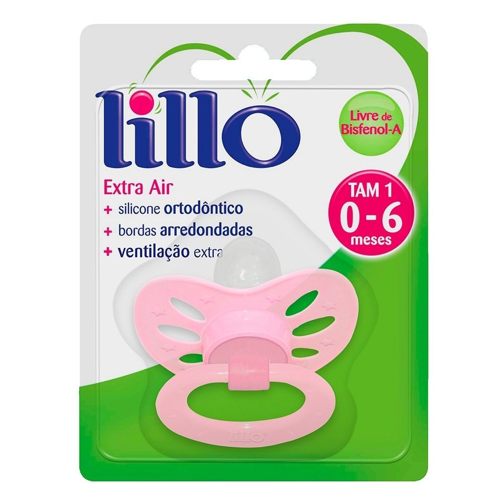 Chupeta de Silicone Lillo Extra Air Ortodôntico Tamanho 1 Rosa