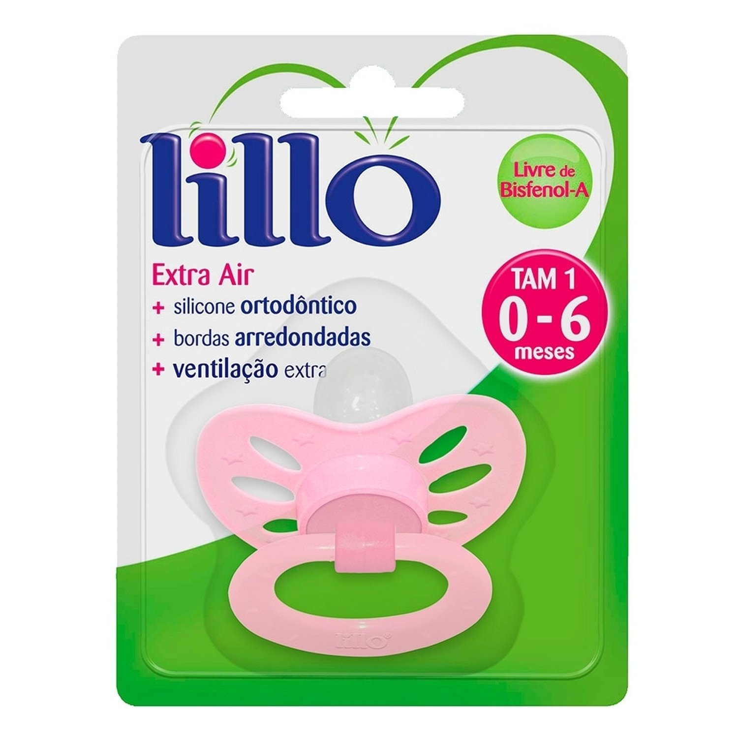 Chupeta de Silicone Lillo Extra Air Ortodôntico Tamanho 1 Rosa