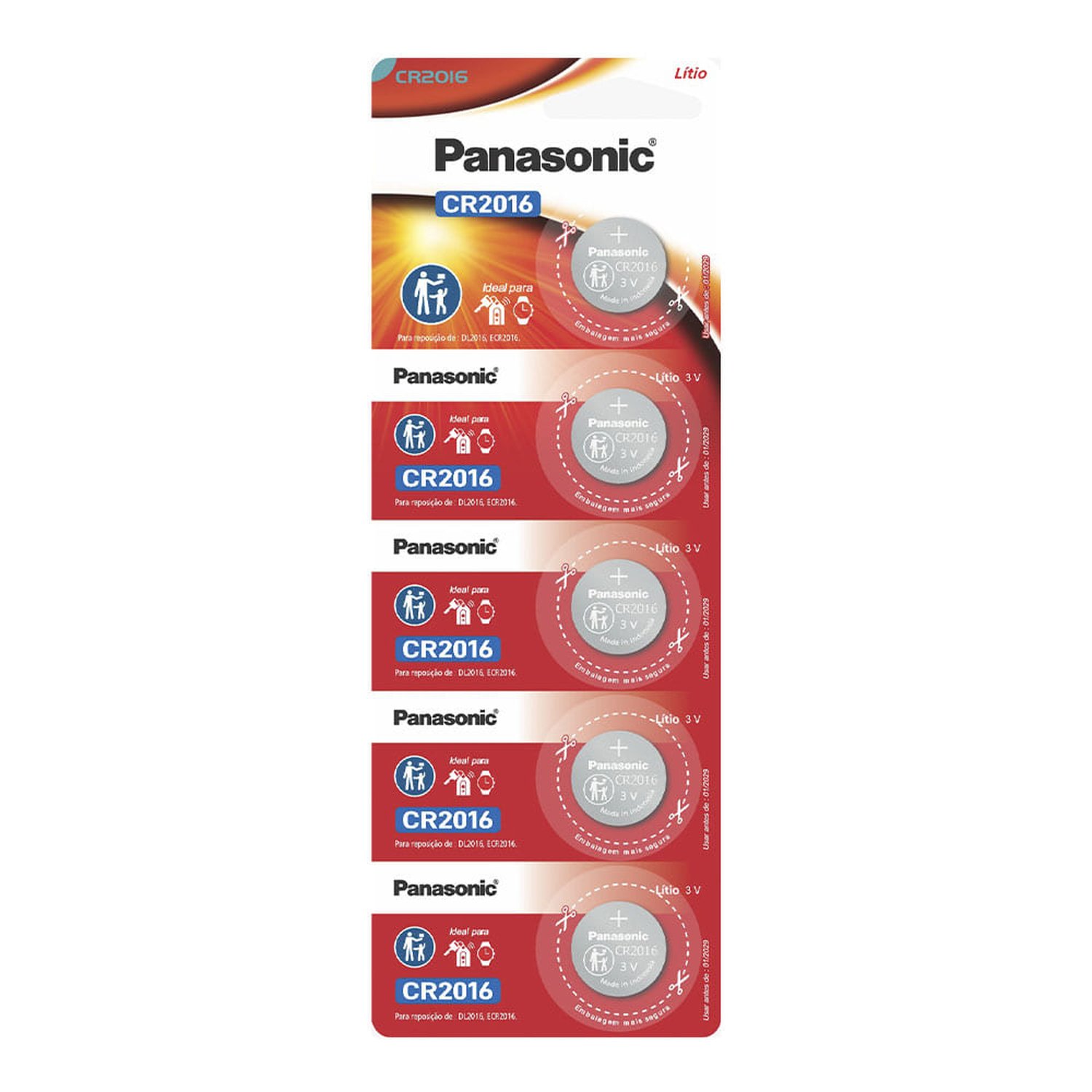 Bateria Lithium Moeda 3V Cartela Com 5 Cr2016