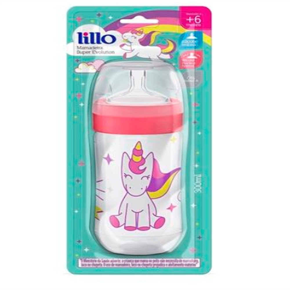 Mamadeira Lillo Silicone Super Evolution Rosa 300ml