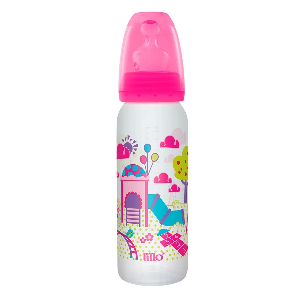 Mamadeira Lillo Diverdida com Bico de Silicone Ortodôntico Tamanho 2 Rosa 240ml