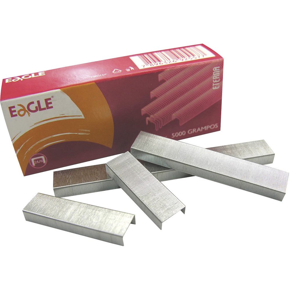Grampo Eagle 26/6 Aço Galvanizado 5000 Grampos - Embalagem com 10 unidades
