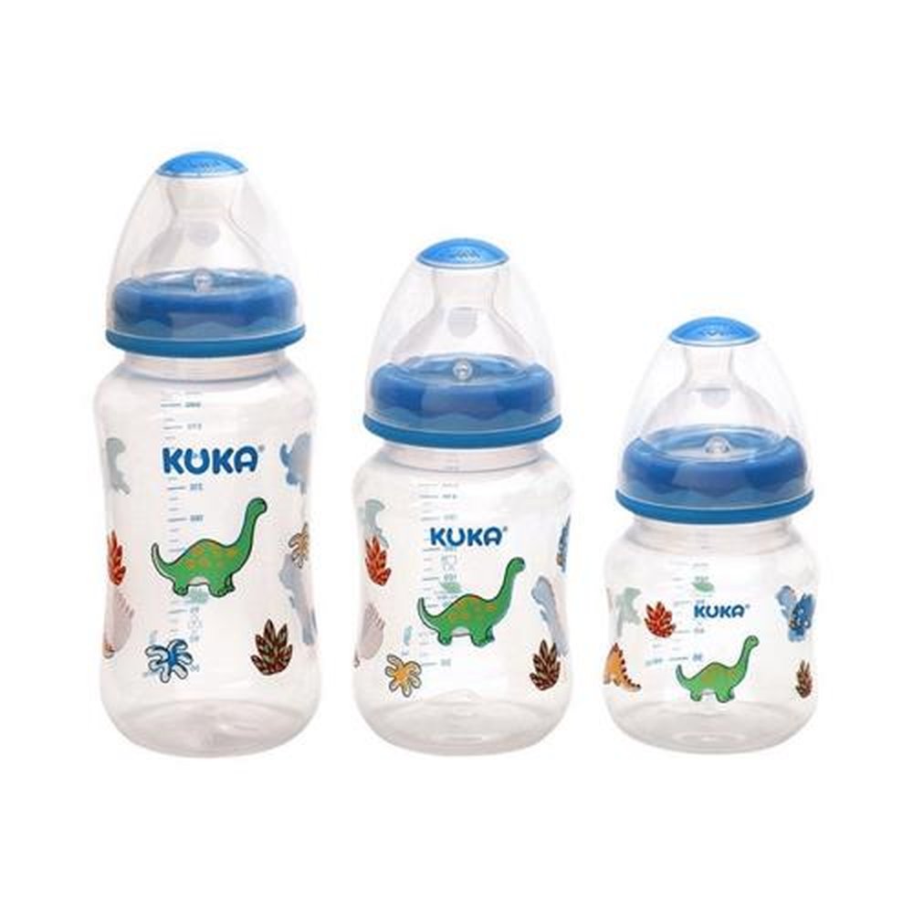 Kit Mamadeiras Kuka Big Natural Bico Universal 150ml 240ml 330ml Azul