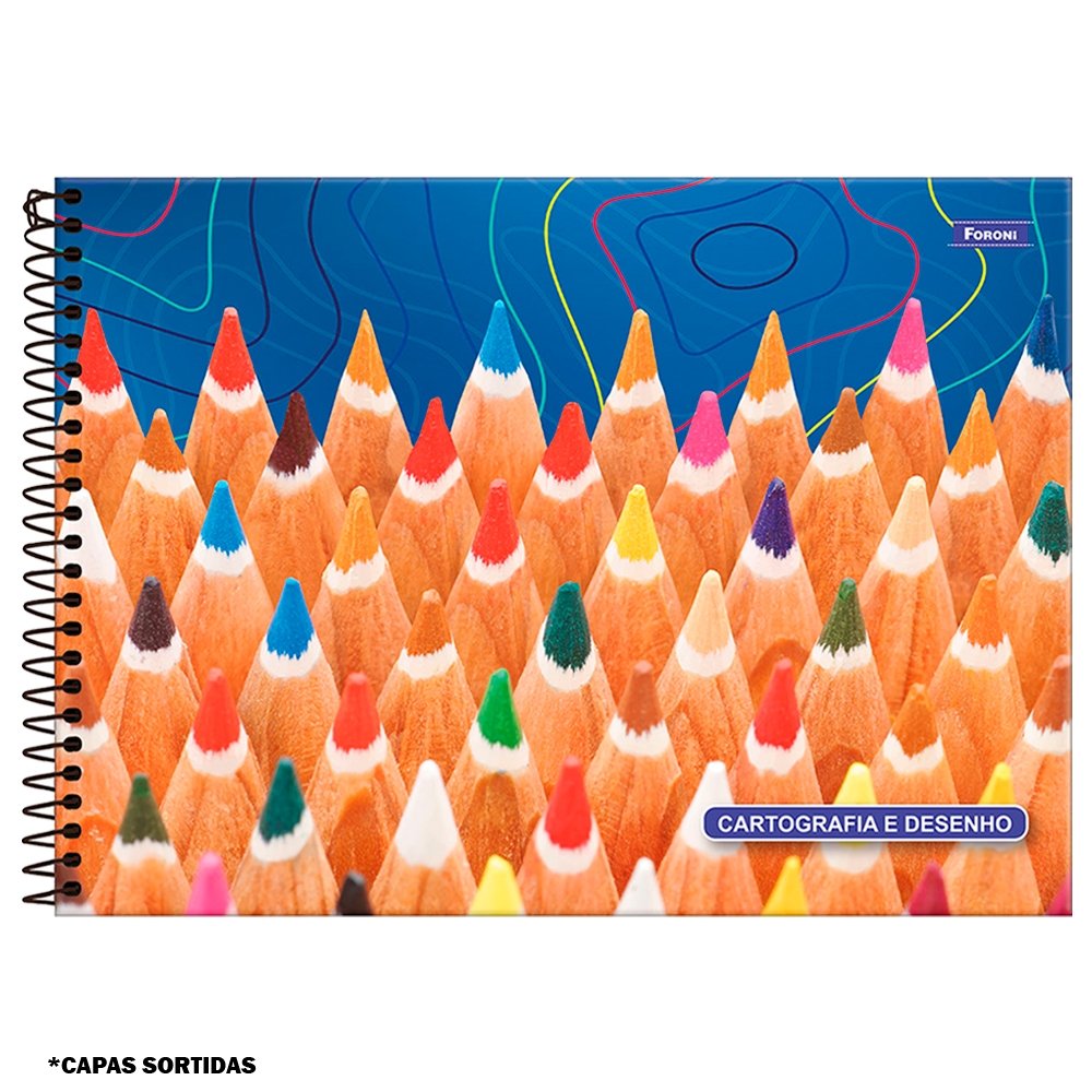 Caderno de Cartografia Desenho Foroni Espiral Capa Flexível 48 Folhas - Embalagem com 10 Unidades
