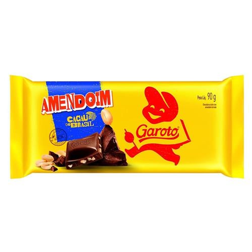 Chocolate Garoto Tablete Amendoim 90g - Embalagem com 14 Unidades