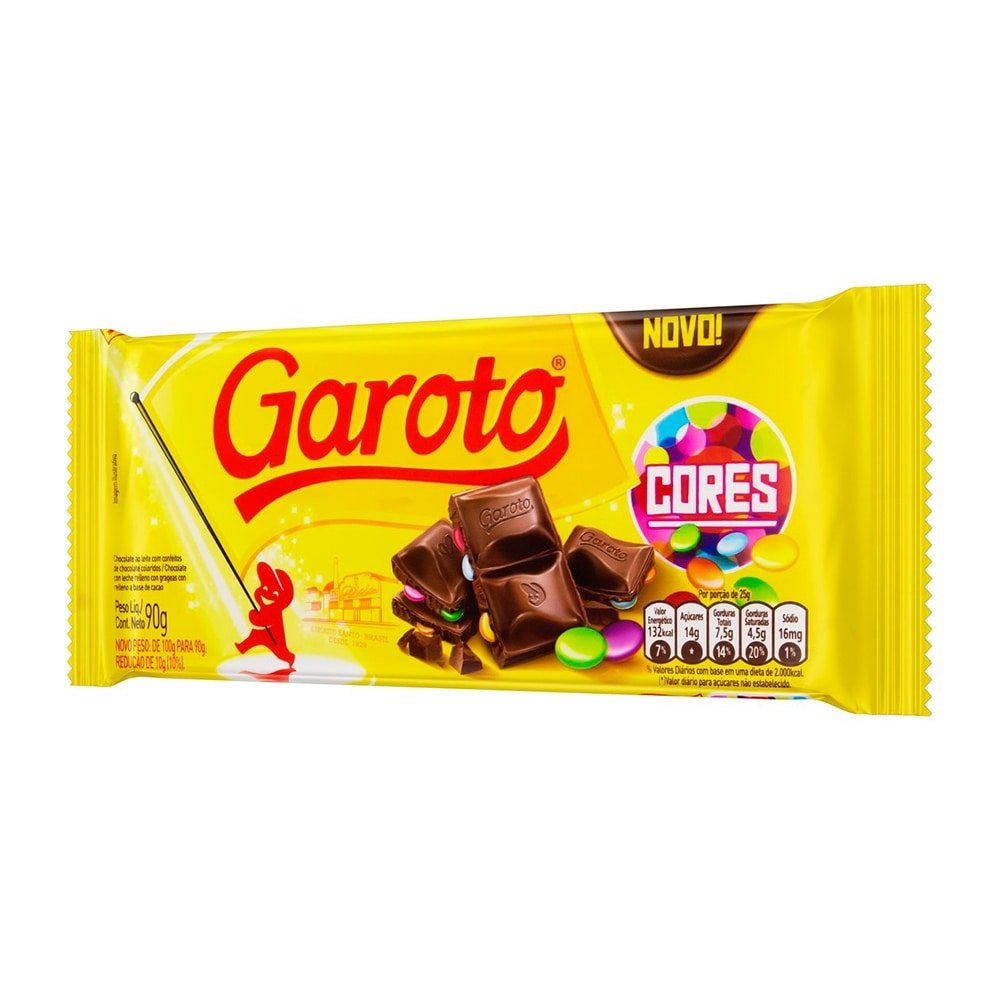 Chocolate Garoto Tablete Cores 90g - Embalagem c/ 14 unidades | Martins ...