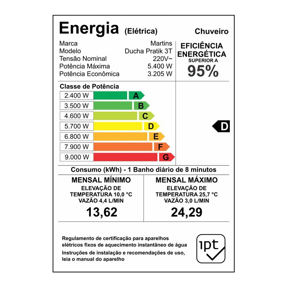 Chuveiro Ducha Pratik 3 Temperaturas, Branco, 5400W, 220V