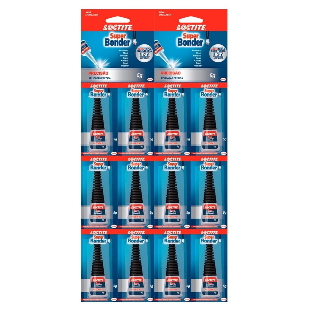 Cola Instantânea Super Bonder Loctite 5g - Embalagem com 12 Unidades
