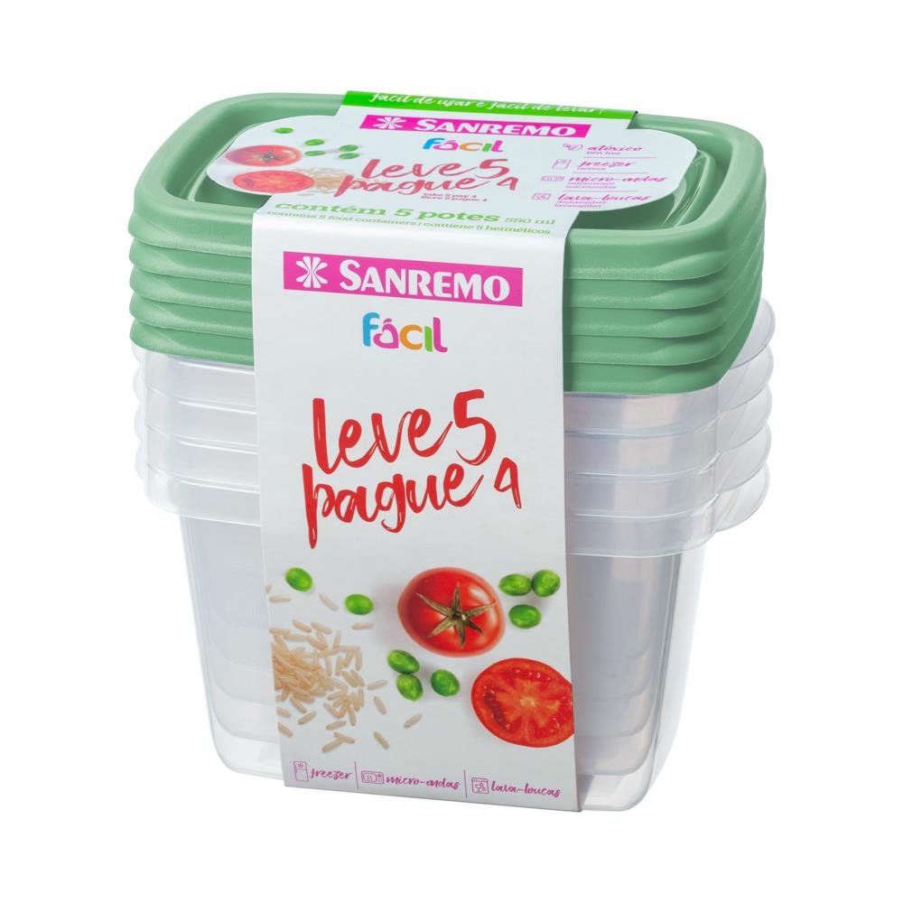 Pote Plastico 580Ml C/Tampa L5p4 Sanremo Acai e Verde