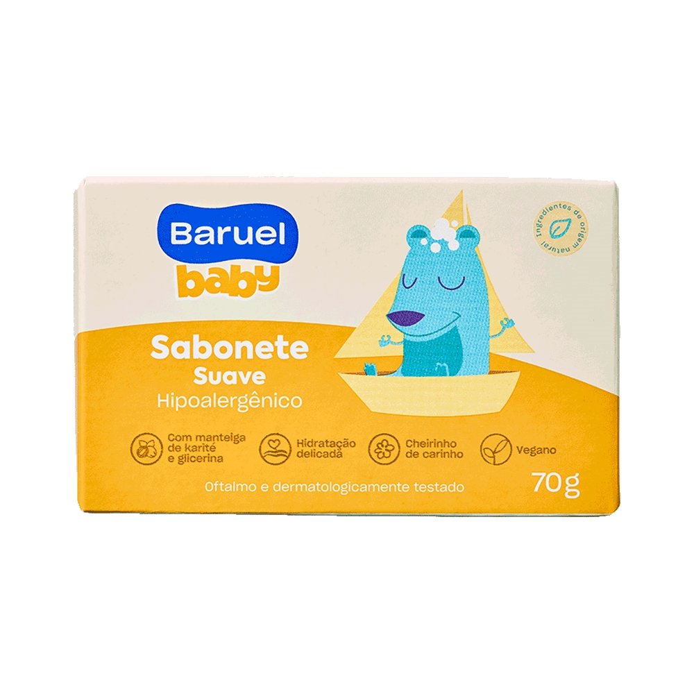 Sabonete Baruel Baby Suave 70g - Embalagem com 12 Unidades