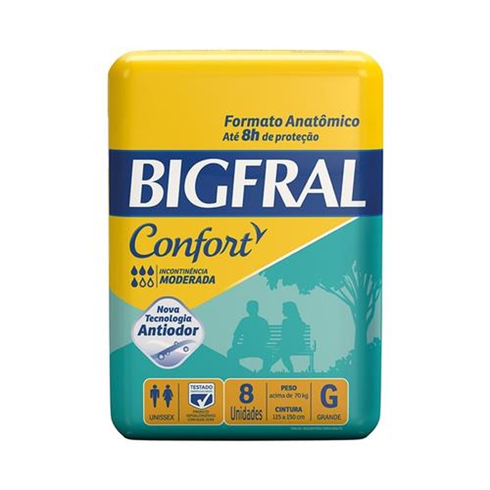 Fralda Descartável Adulto Confort G Bigfral - Emb. com 8un
