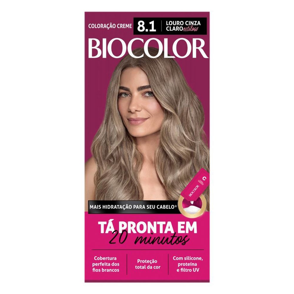Tinta de Cabelo Biocolor Creme Mini Kit 8.1 Louro Acinzentado