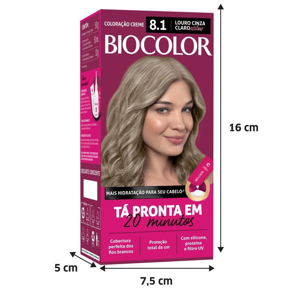 Tinta de Cabelo Biocolor Creme Mini Kit 8.1 Louro Acinzentado