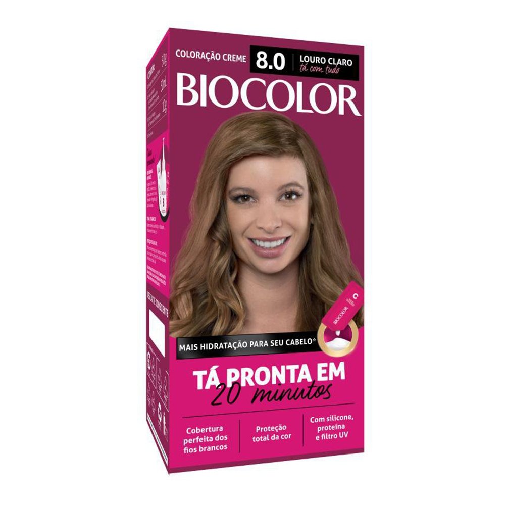 Tinta de Cabelo Biocolor Creme Mini Kit 8.0 Louro Claro Radiante