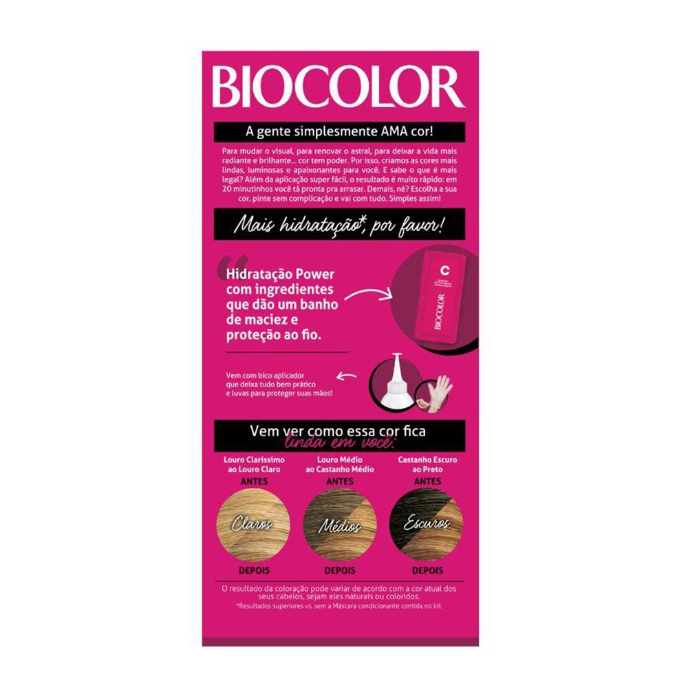 Tinta de Cabelo Biocolor Creme Mini Kit 8.0 Louro Claro Radiante