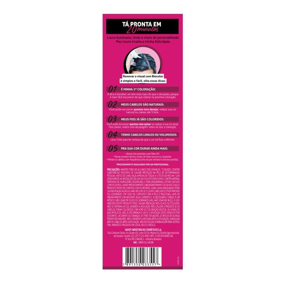 Tinta de Cabelo Biocolor Creme Mini Kit 8.0 Louro Claro Radiante
