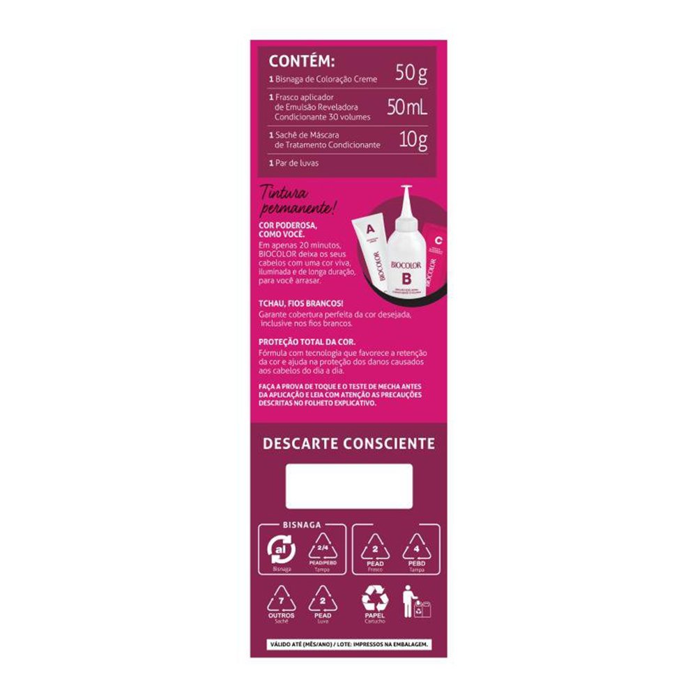 Tinta de Cabelo Biocolor Creme Mini Kit 8.0 Louro Claro Radiante