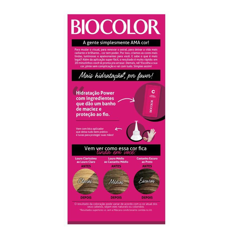 Tinta de Cabelo Biocolor Creme Mini Kit 6.0 Louro Escuro Clássico