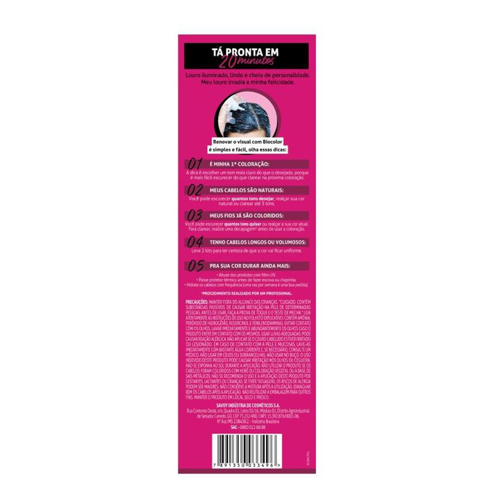 Tinta de Cabelo Biocolor Creme Mini Kit 6.0 Louro Escuro Clássico