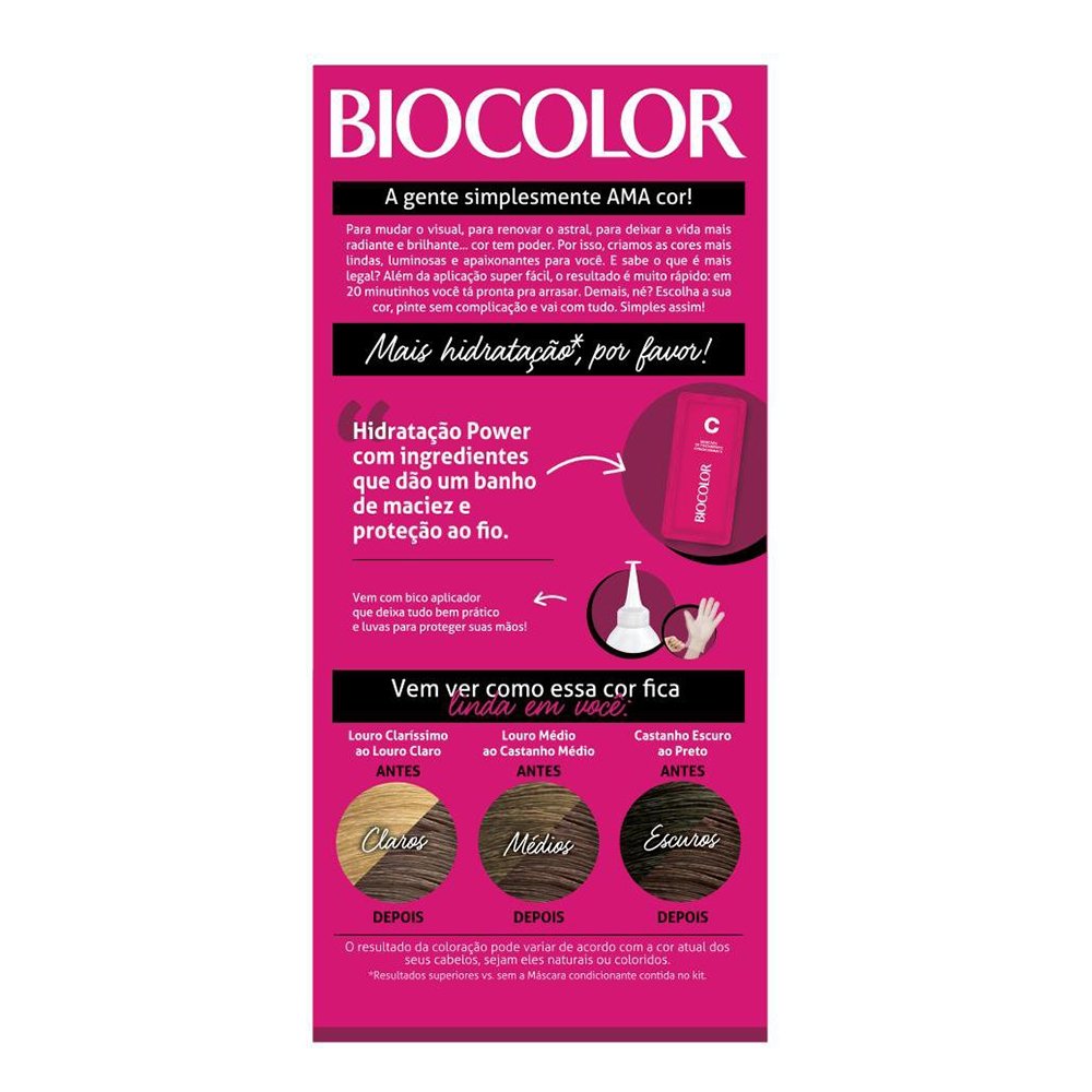 Tinta de Cabelo Biocolor Creme Mini Kit 5.0  Castanho Claro Luxuoso