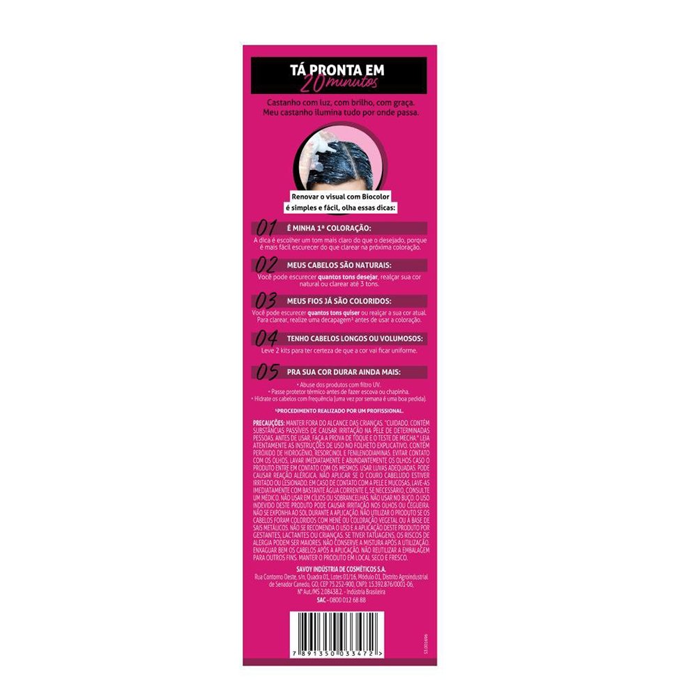 Tinta de Cabelo Biocolor Creme Mini Kit 5.0  Castanho Claro Luxuoso