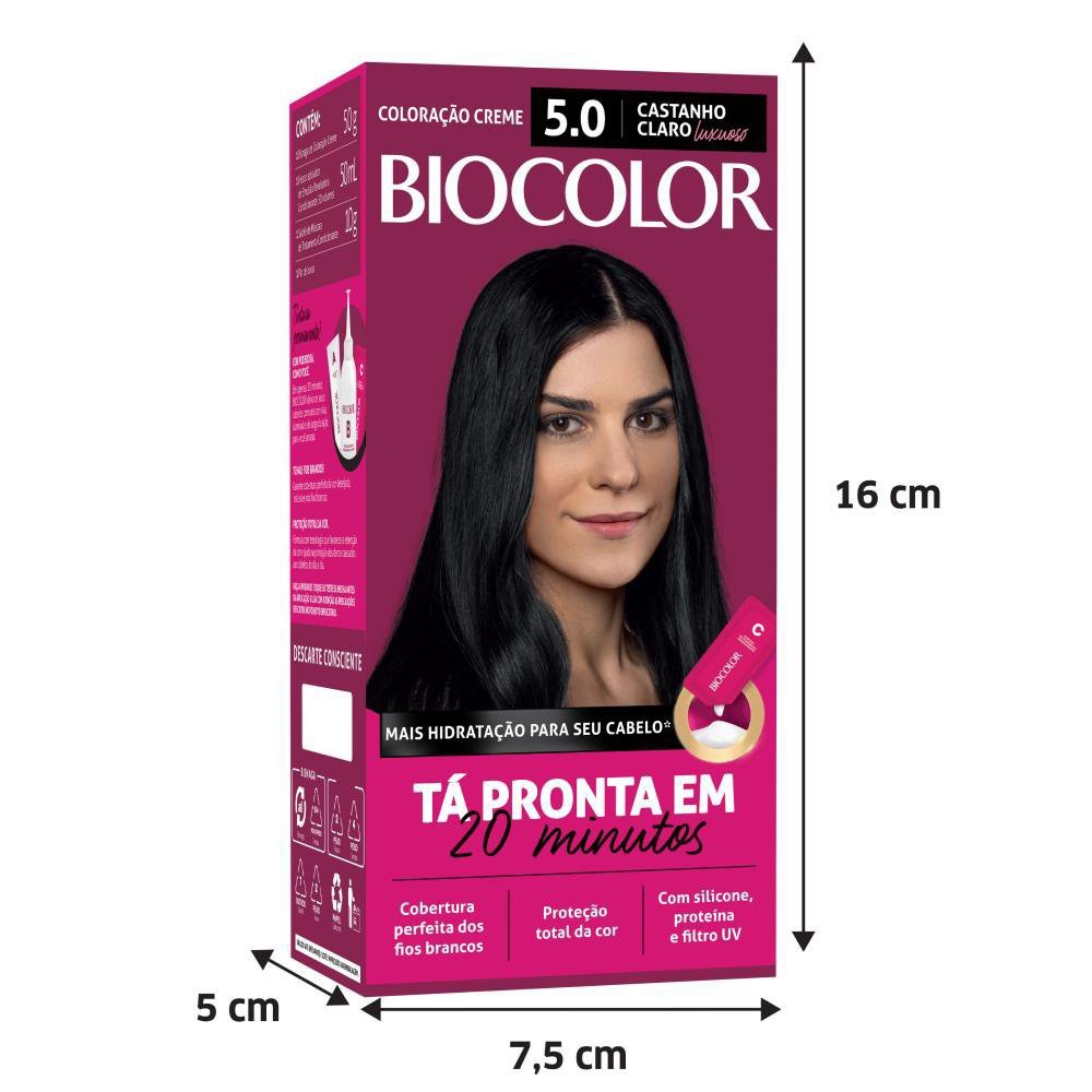 Tinta de Cabelo Biocolor Creme Mini Kit 5.0  Castanho Claro Luxuoso