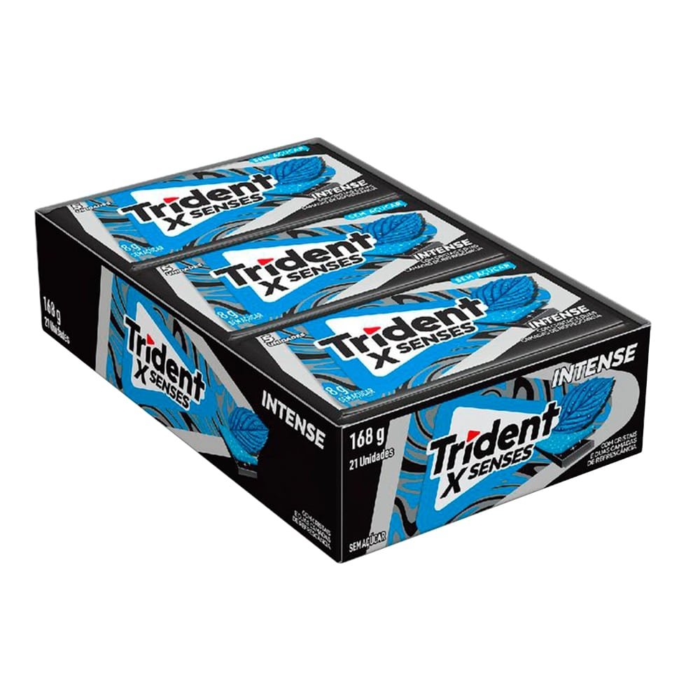 Chiclete Trident XSenses Intense Sem Açúcar 8g - Caixa com 21 Unidades