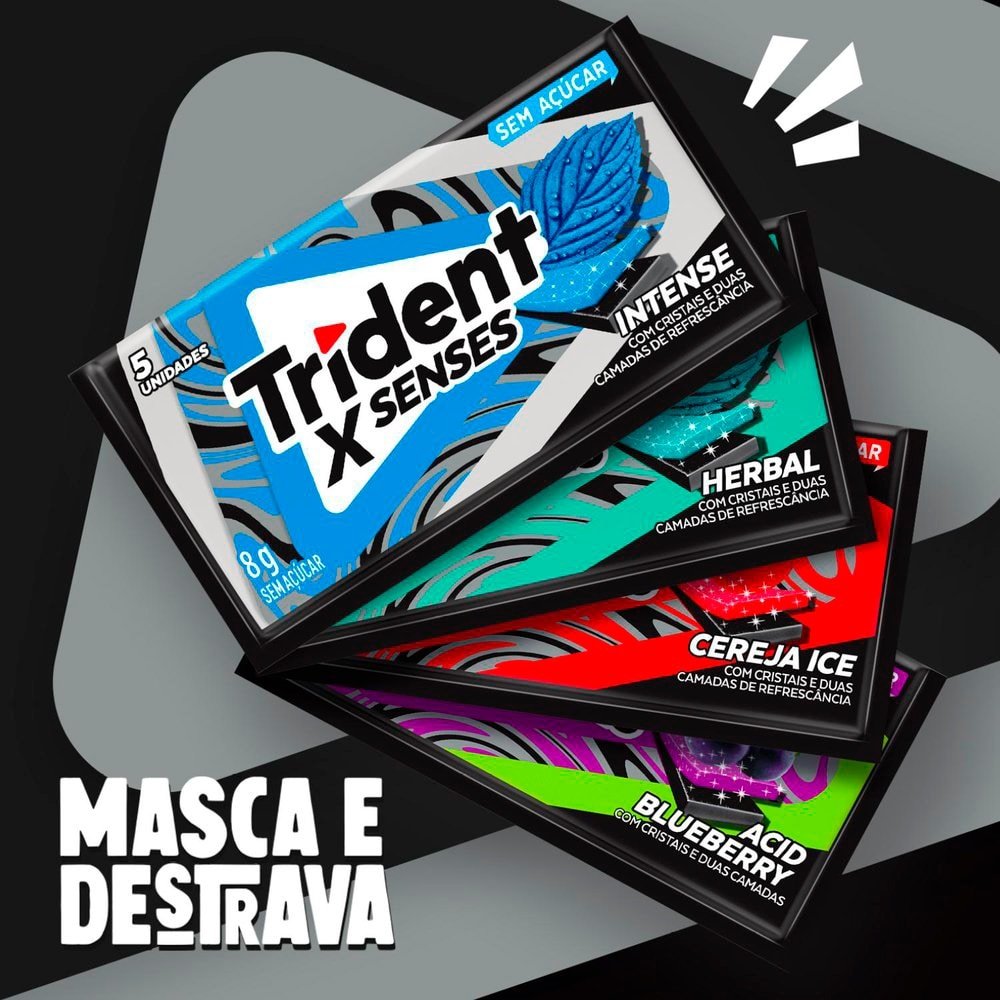 Chiclete  Trident XSenses Intense 8g - Caixa com 21 Unidades