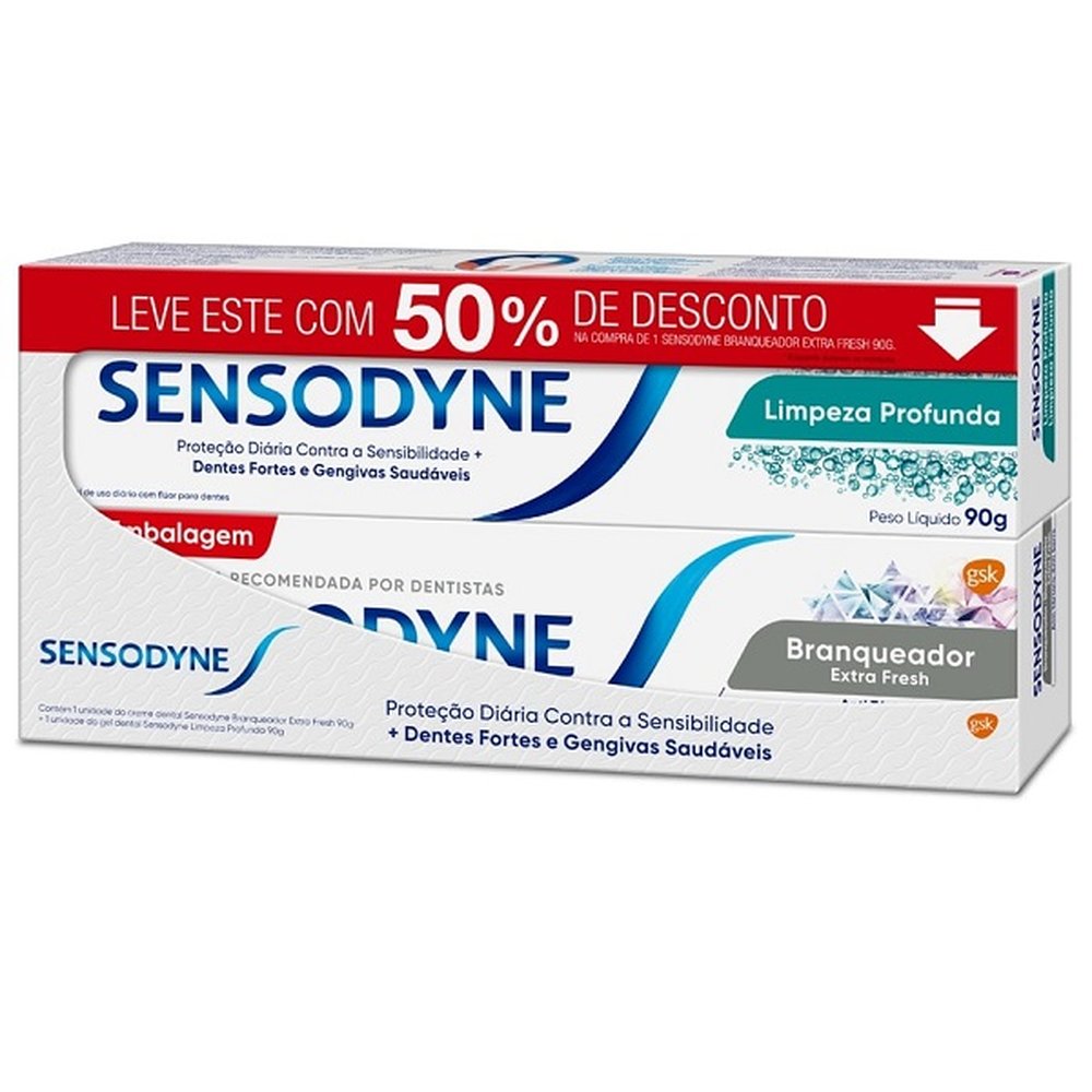 (P)1 Creme Dental Sensodyne Limpeza Profunda+1 Branqueador Extra Fresh Promocional 90G-Un/1