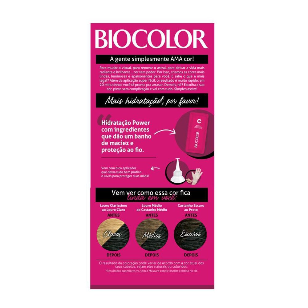 Tinta de Cabelo Biocolor Creme Mini Kit 1.0 Preto Peça Chave Fundamental