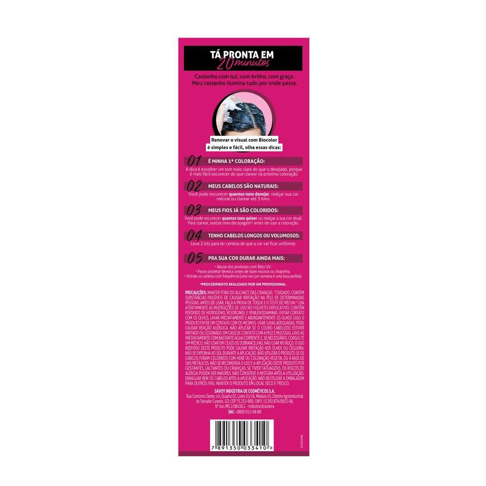 Tinta de Cabelo Biocolor Creme Mini Kit 1.0 Preto Peça Chave Fundamental