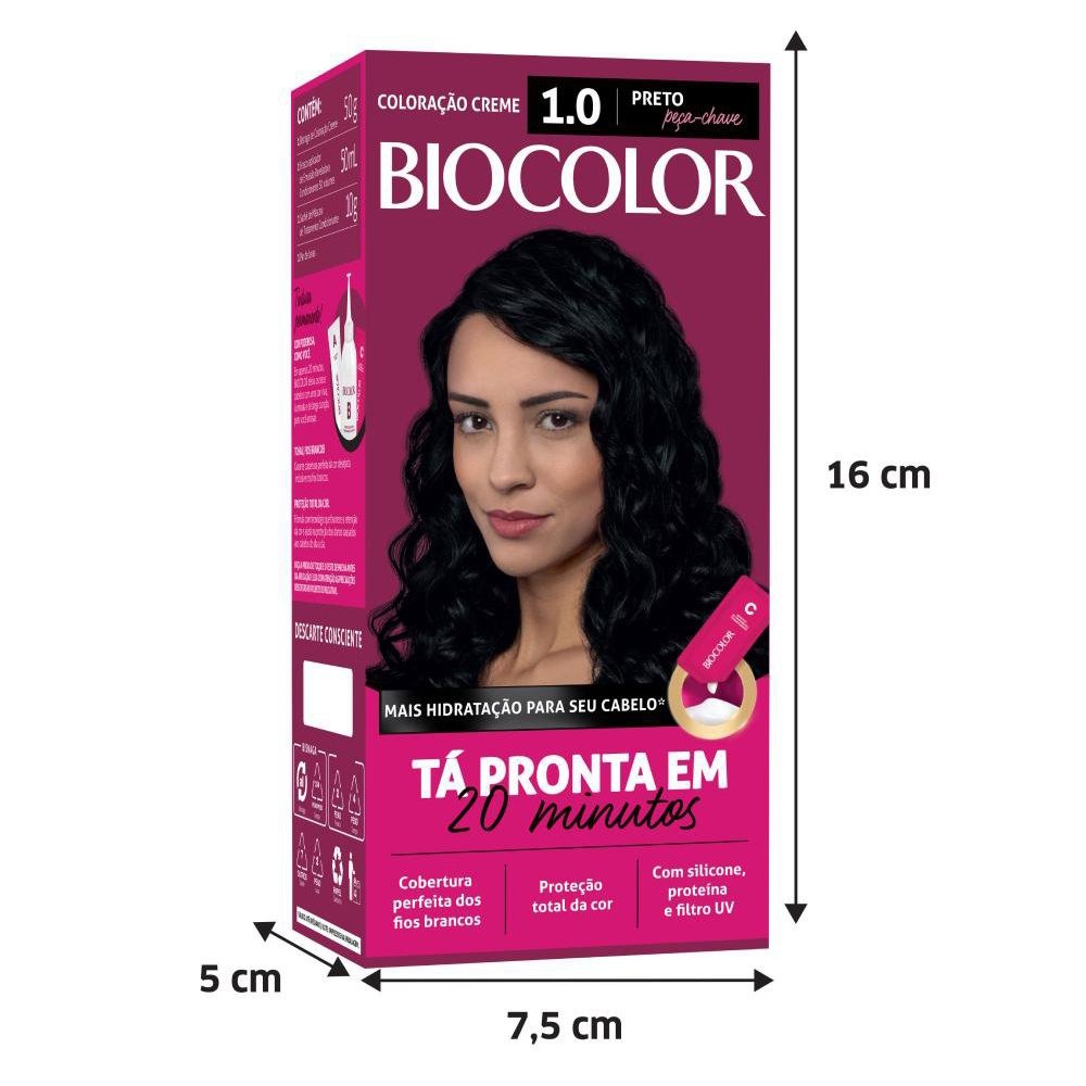 Tinta de Cabelo Biocolor Creme Mini Kit 1.0 Preto Peça Chave Fundamental