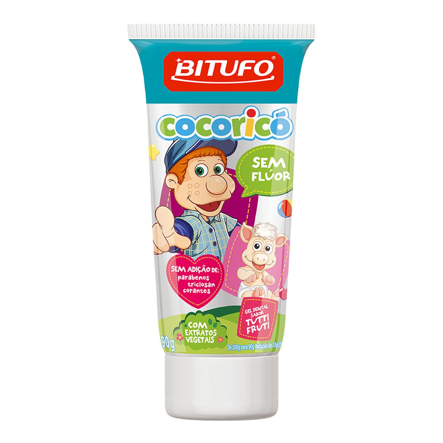 Gel Dental Bitufo Cocorico S/Fluor 90G Tuti Frutti