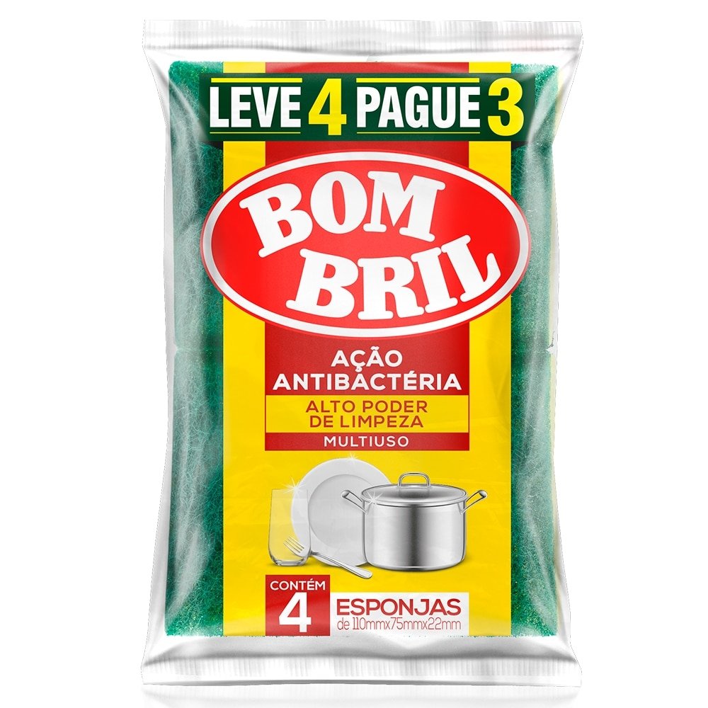 Esponja Bombril Multiuso - Embalagem com 4 Unidades
